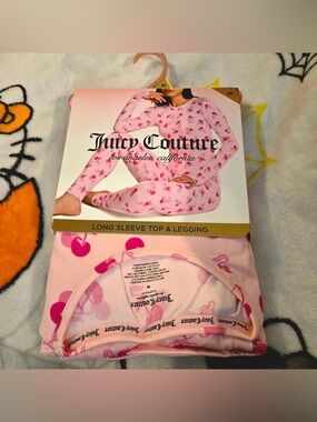 Juicy Couture Pink Cherry Print Long Sleeve Top & Leggings Set